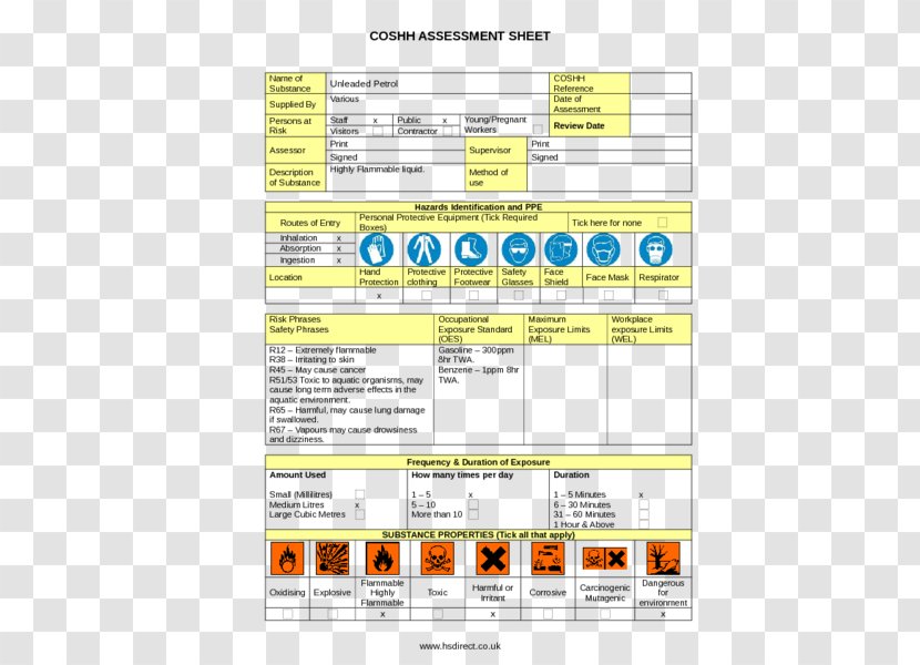 COSHH Risk Assessment Safety Data Sheet Hazard - Yellow - Analysis Transparent PNG