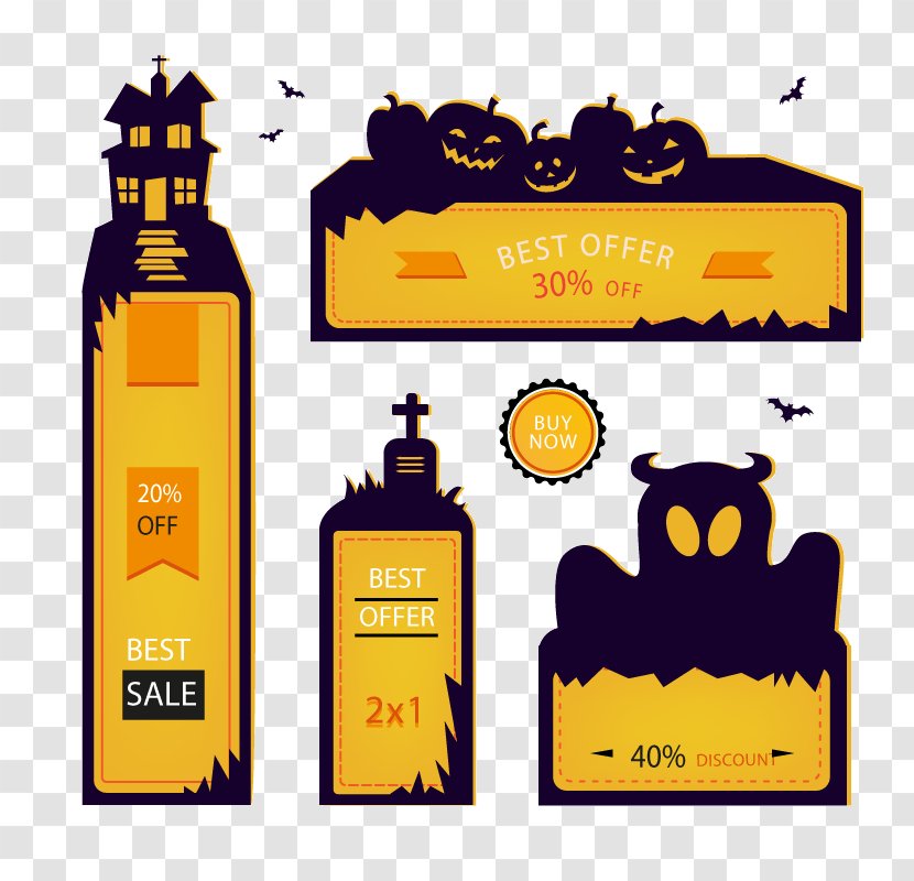 Halloween Banner Poster Advertising - Creative Promotional Vector Transparent PNG