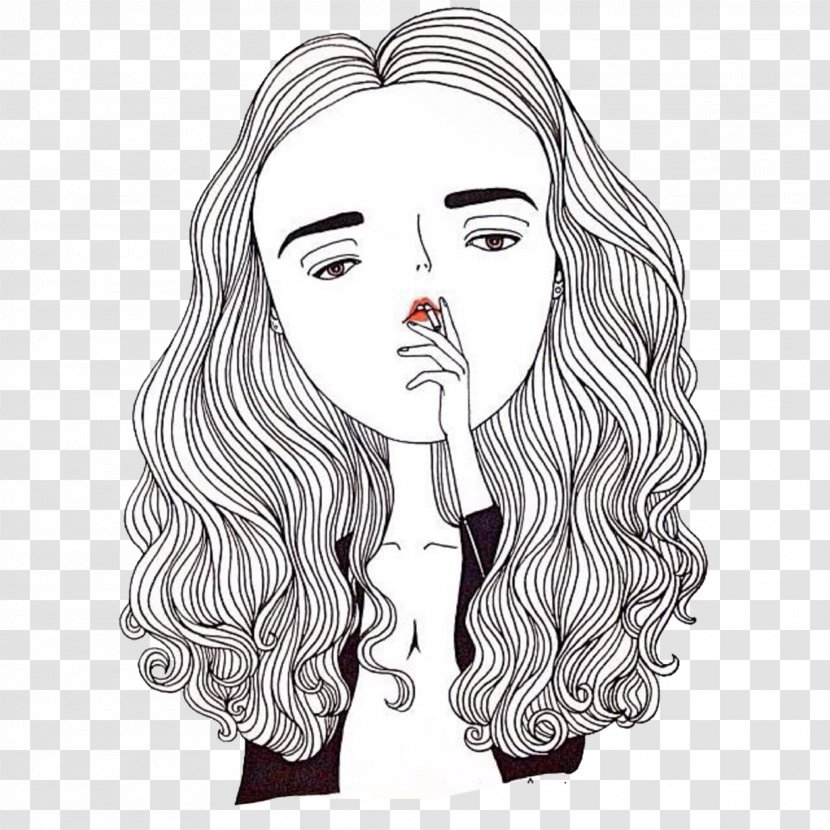 Avatar Drawing Cartoon Significant Other Illustration - Flower - Hand-painted Handsome Long-haired Woman Transparent PNG