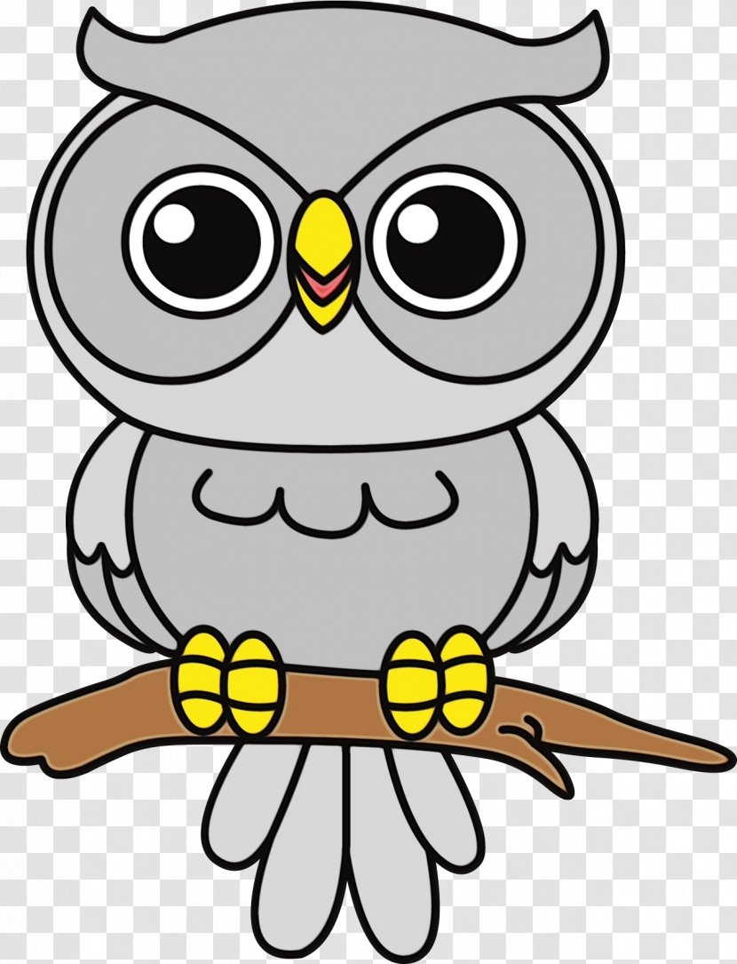 Owl Bird White Cartoon Yellow - Beak Of Prey Transparent PNG