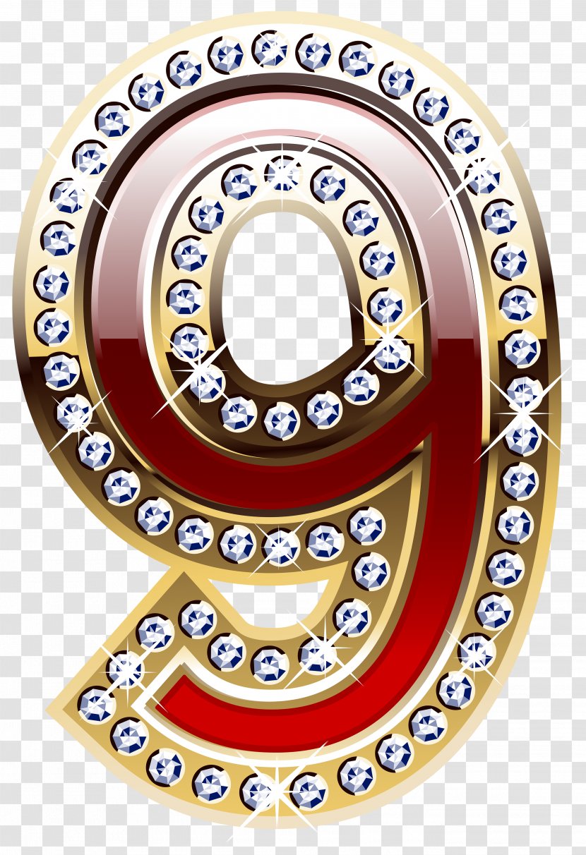 Number Numerical Digit Clip Art - Pattern - Gold And Red Nine Clipart Image Transparent PNG