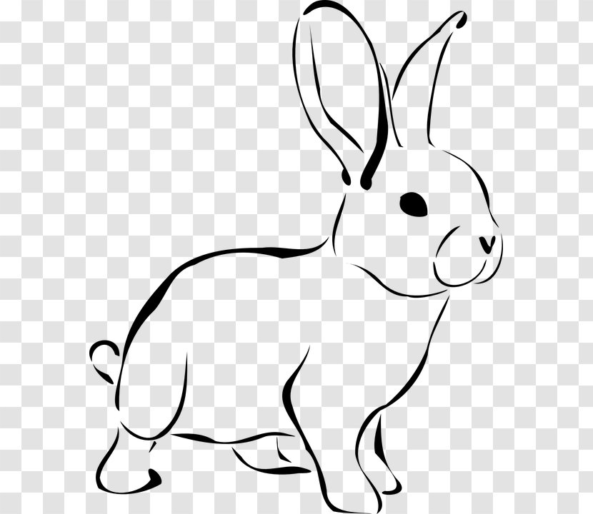 Easter Bunny Domestic Rabbit Drawing Clip Art - Cartoon - Domesticanimalsblackandwhite Transparent PNG