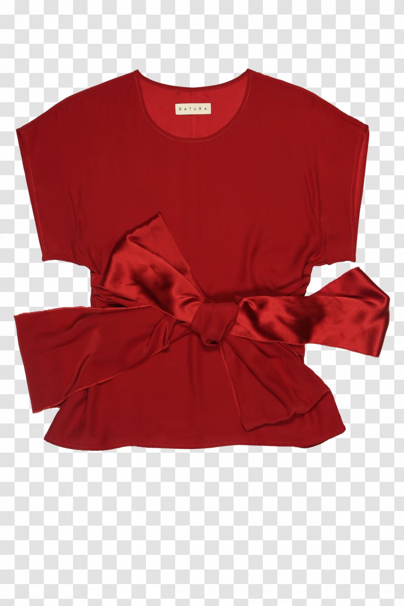 Sleeve T-shirt Top Blouse Neckline - T Shirt - Red Satin Transparent PNG
