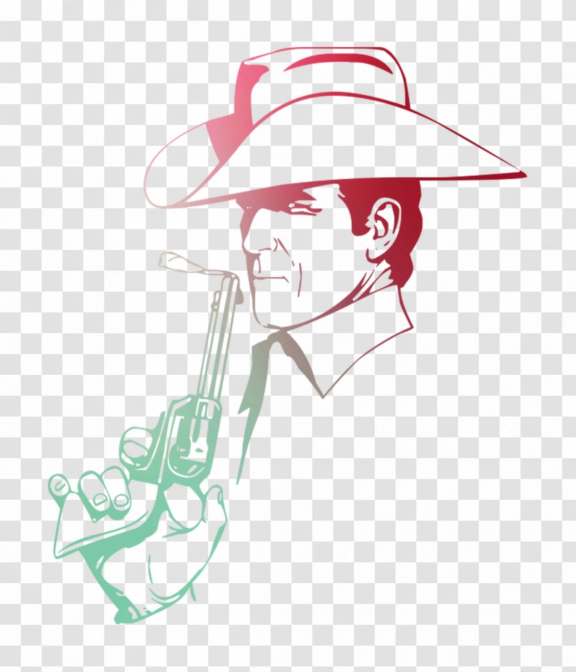 Cowboy American Frontier Smoking Gun Vector Graphics - Revolver - Line Art Transparent PNG