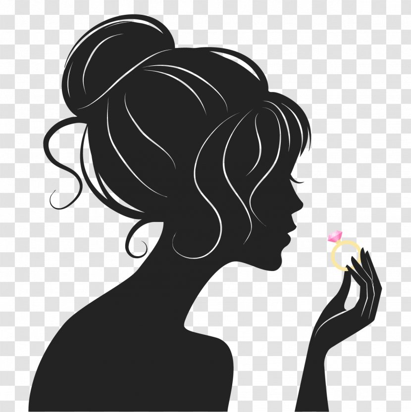 Silhouette Woman - Flower - Hair Transparent PNG