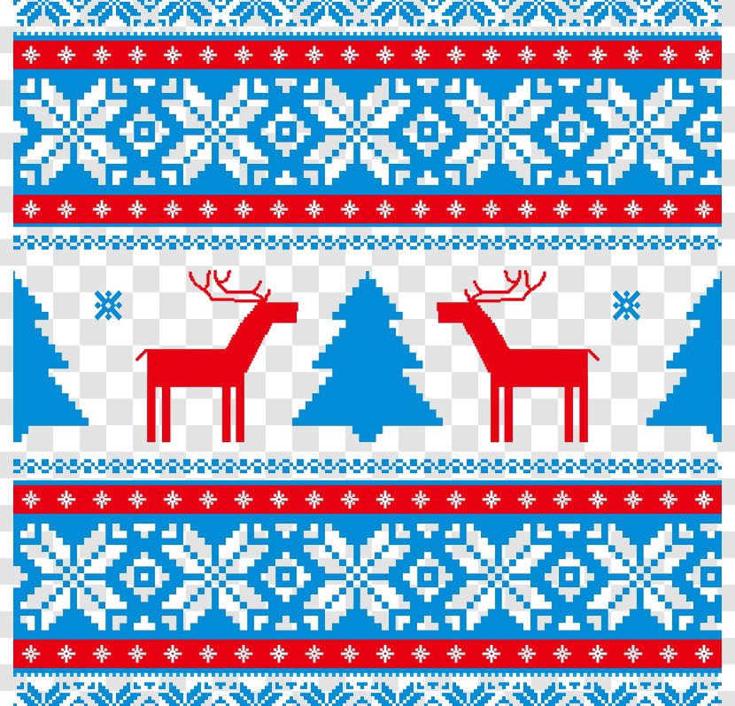 Christmas Winter Pattern - Deer - Red And Green Tree Pixel Elk Buckle Free Photos Transparent PNG