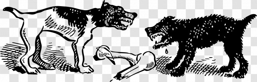 Dog Fighting Cat Clip Art - Black And White - Fight Photo Transparent PNG