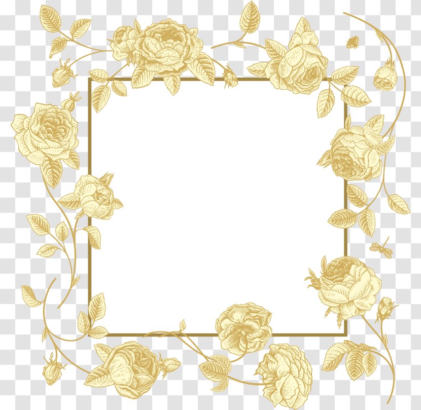 Beach Rose Picture Frame - Software - Cartoon Painted Roses Border Transparent PNG