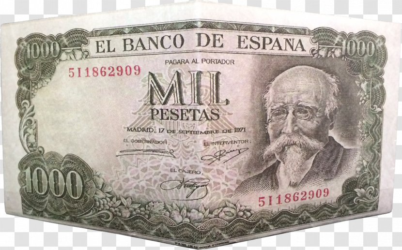 Spanish Peseta Banknote Coin Bank Of Spain - Paper Product Transparent PNG