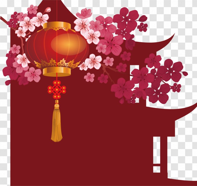 Chinese New Year Lantern Festival Christmas Rooster - Flower - Small Red Material Transparent PNG