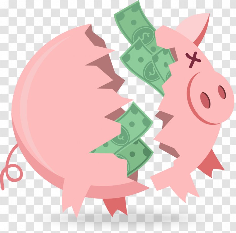 Domestic Pig Piggy Bank Euclidean Vector - Pink Transparent PNG