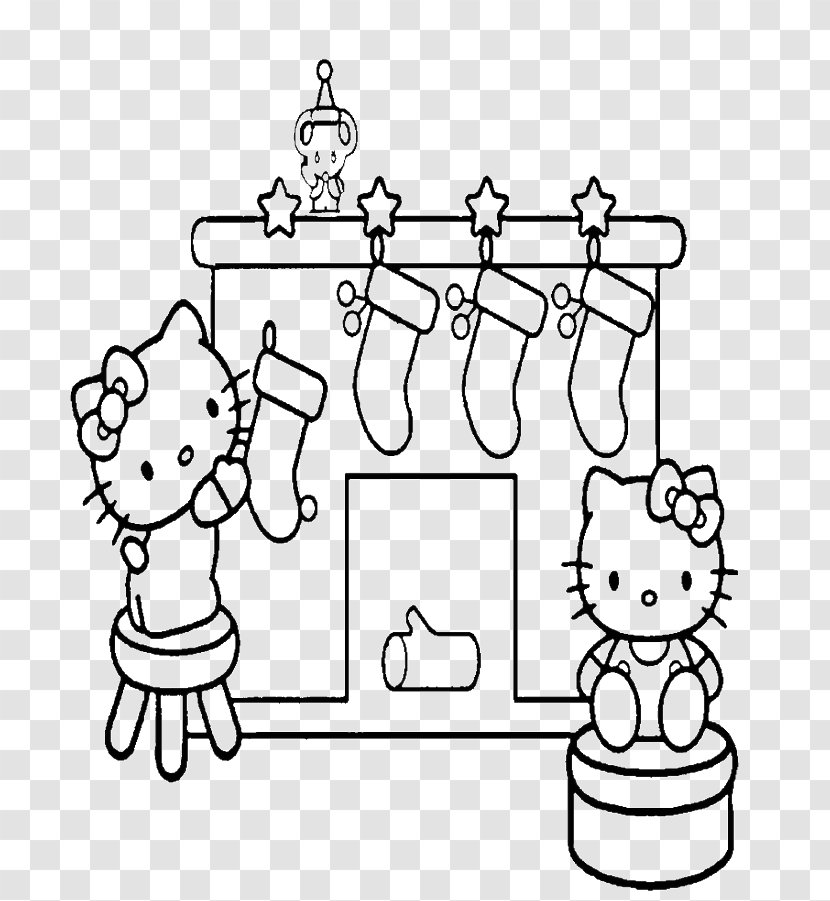 Coloring Book Hello Kitty Christmas Child Drawing - Finger Transparent PNG