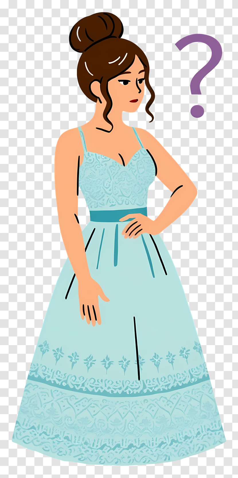 Woman In Doubt - Woman In Blue Dress Transparent PNG