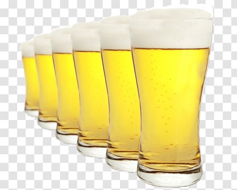 Beer Glass Pint Yellow Lager Drinkware - Wet Ink - Cocktail Transparent PNG