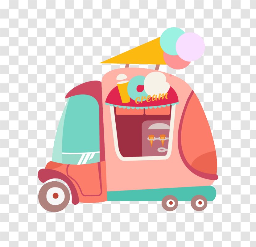 Ice Cream Van Car Image - Toy - Pink Font Transparent PNG