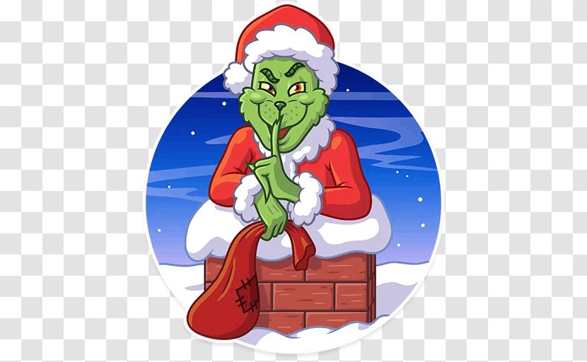 Christmas Tree Grinch Santa Claus Telegram Sticker - Vkontakte Transparent PNG