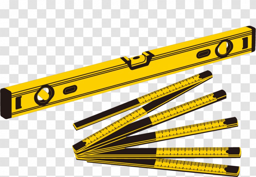 Tool Ruler Download - Yellow - Foot Level Installation Tools Vector Material Transparent PNG