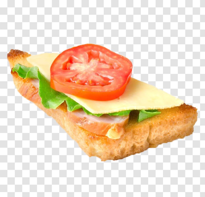 Hamburger Breakfast Sandwich BLT Tomato - Vegetarian Food - On A Slice Of Bread Transparent PNG