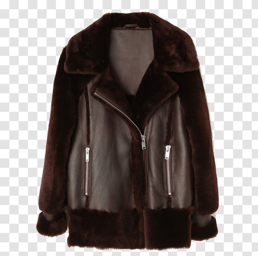 Leather Jacket Fur Clothing Overcoat Transparent PNG