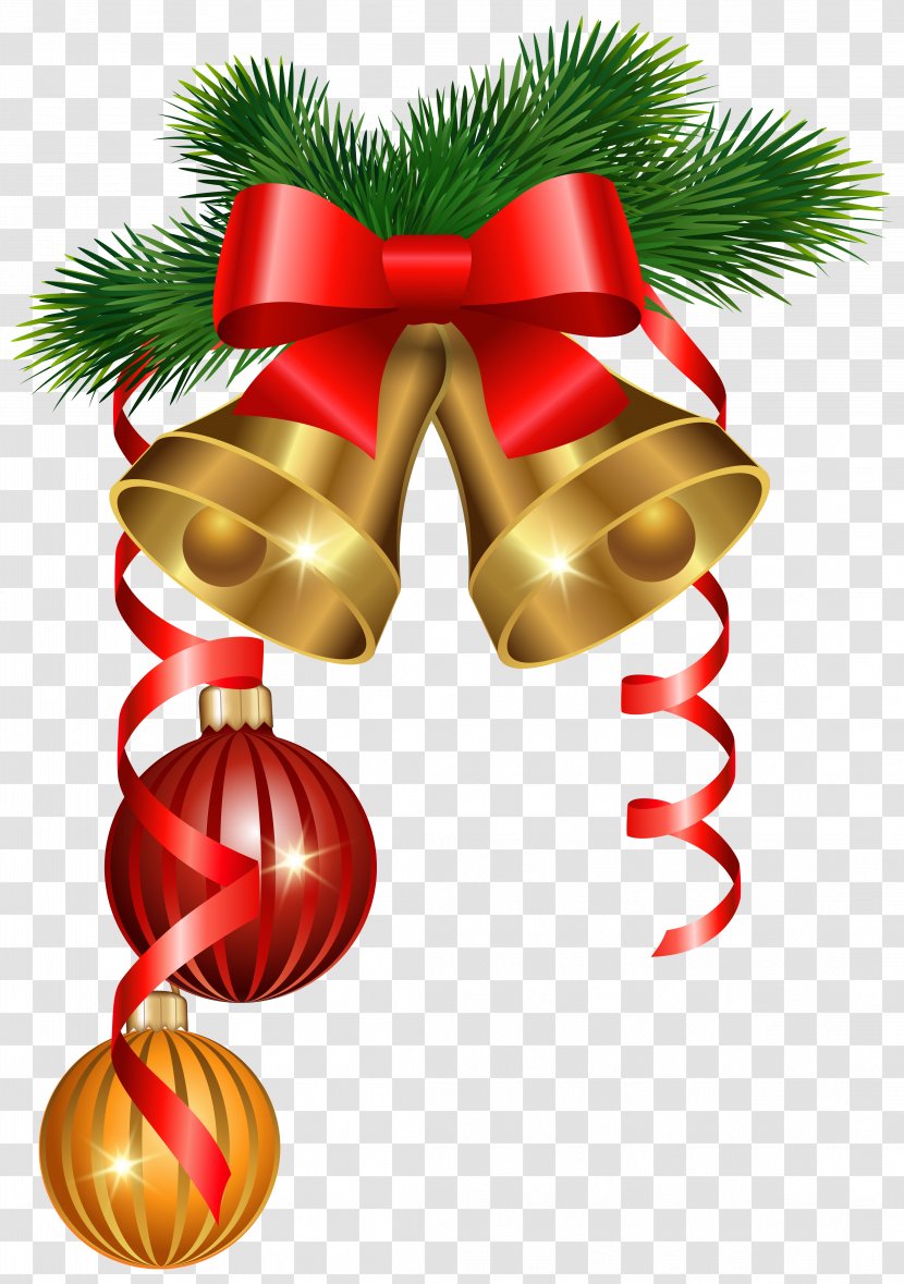 Christmas Decoration Tree Clip Art - Golden Bells And Ornaments Clipart Image Transparent PNG