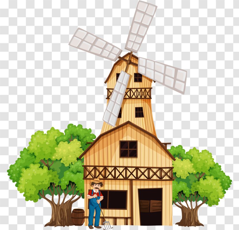 Cattle Royalty-free Stock Photography Illustration - Windmill - Field House Transparent PNG