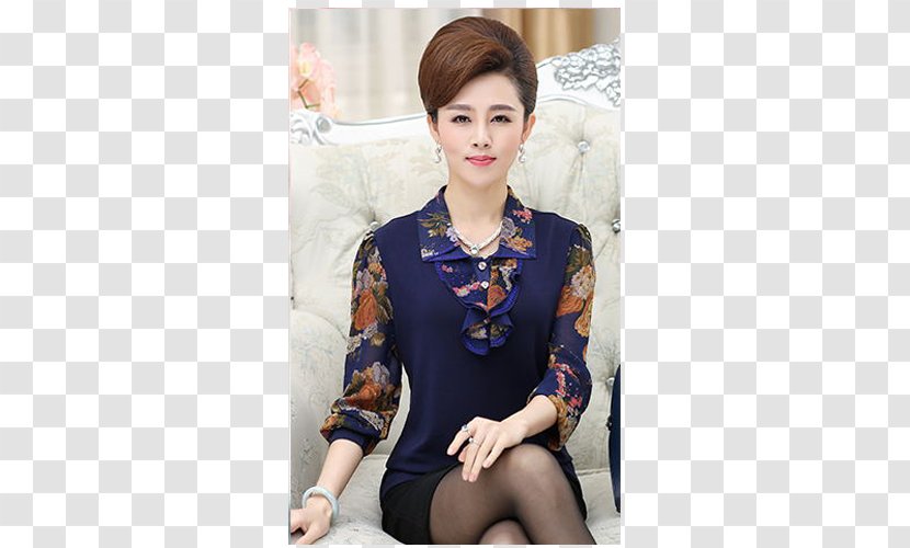 Blouse Long-sleeved T-shirt Middle Age Top - Fashion Model - Họa Tiết Transparent PNG