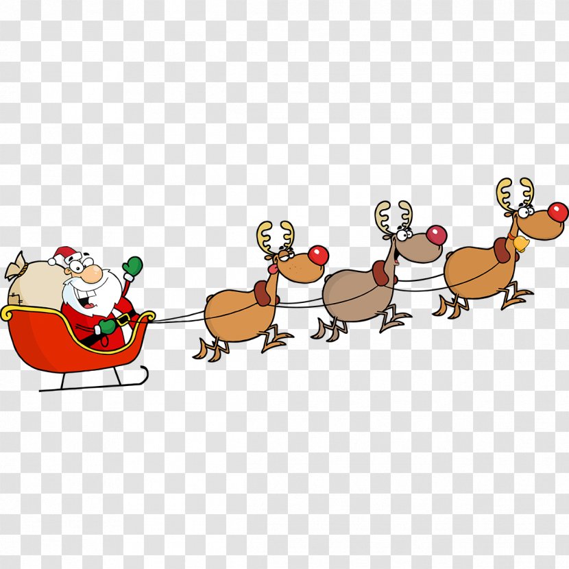 Santa Claus's Reindeer Christmas Clip Art - Gift Transparent PNG