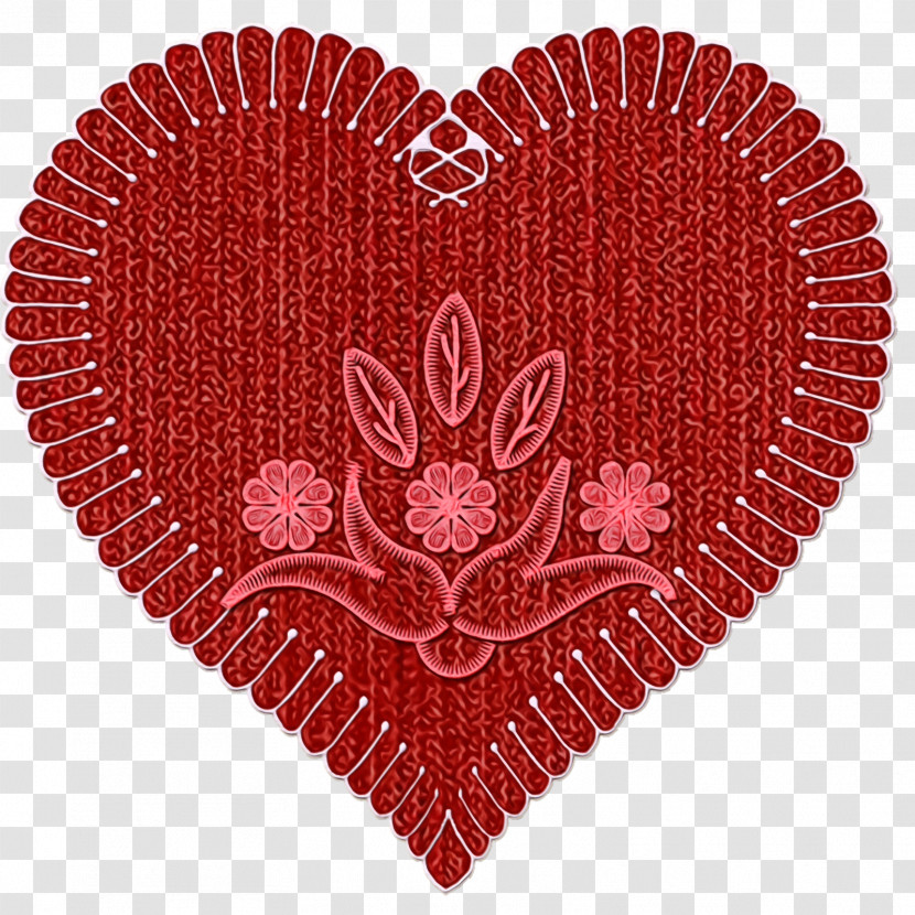 Red Heart Leaf Pattern Heart Transparent PNG