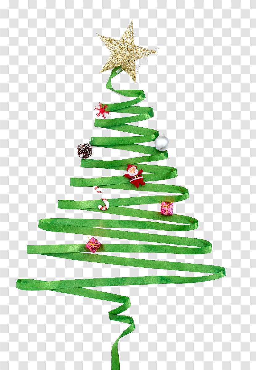 Christmas Tree Ribbon - Green Transparent PNG