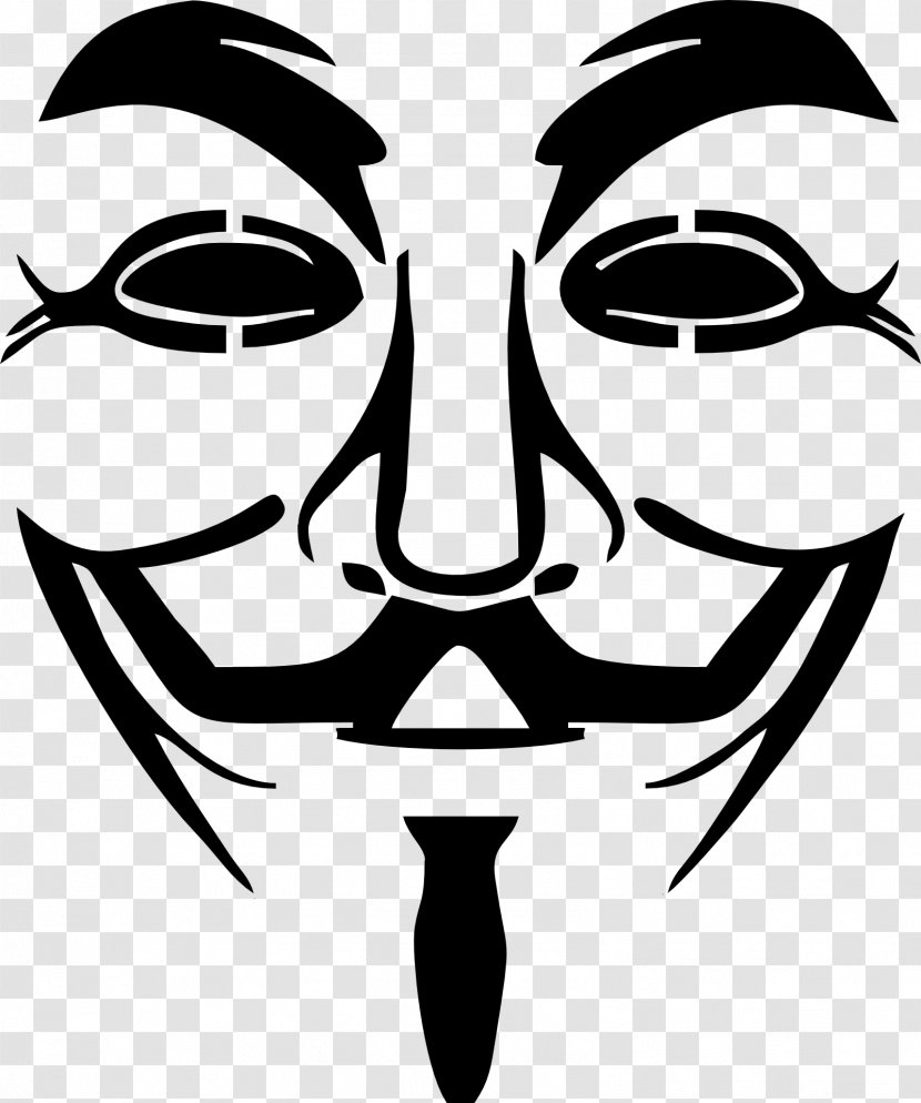 Anonymous Guy Fawkes Mask Clip Art - Monochrome Photography - V For Vendetta Transparent PNG