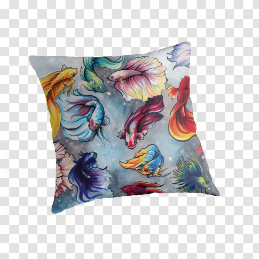 Siamese Fighting Fish Cushion Throw Pillows Textile - Betta Transparent PNG