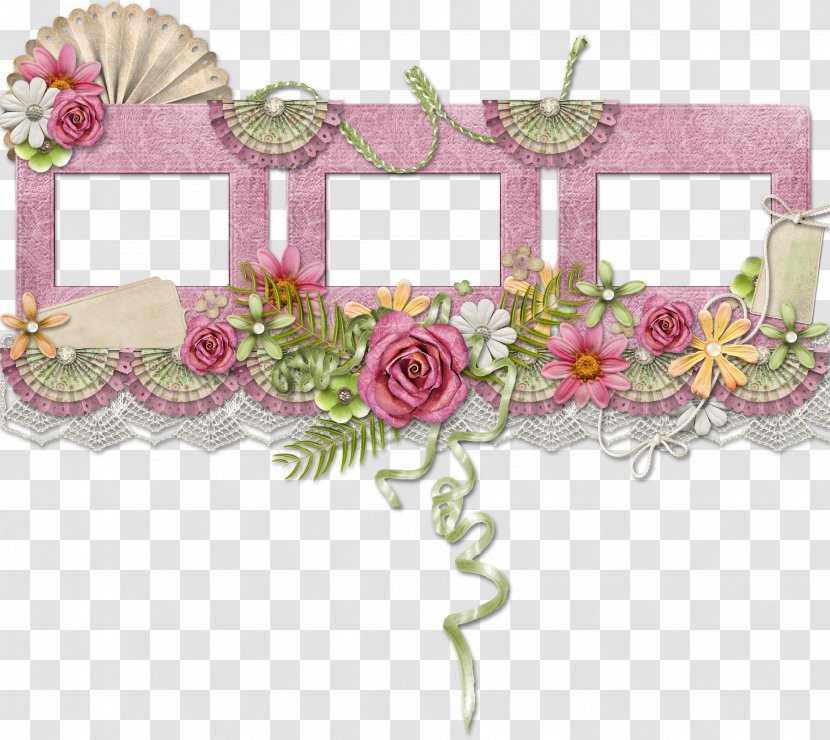 Pink Flowers Clip Art - Cut - Floral Frame Transparent PNG