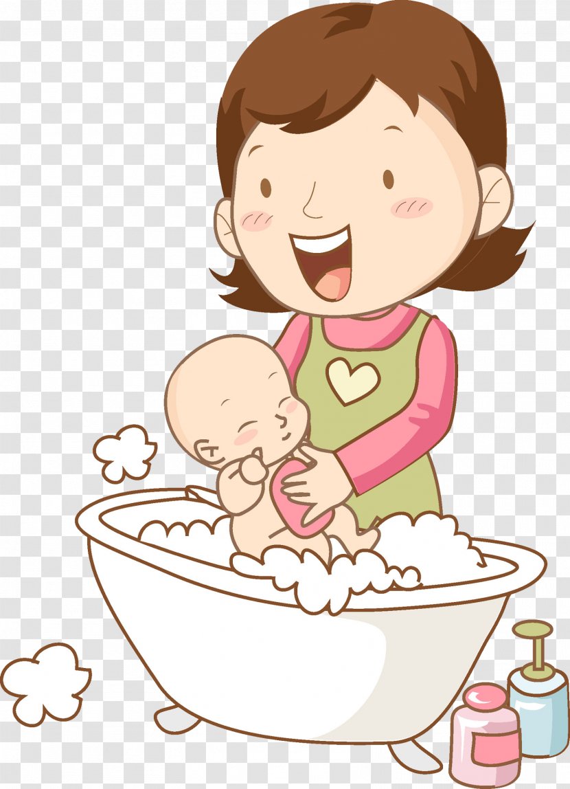 Mother Child Clip Art - Flower - Bathed The Baby Transparent PNG