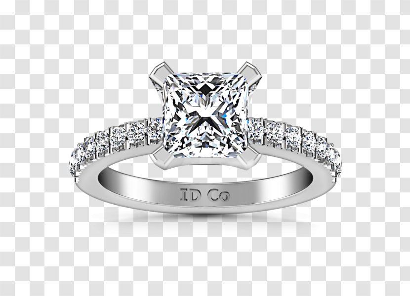 Princess Cut Diamond Engagement Ring - Gold Transparent PNG