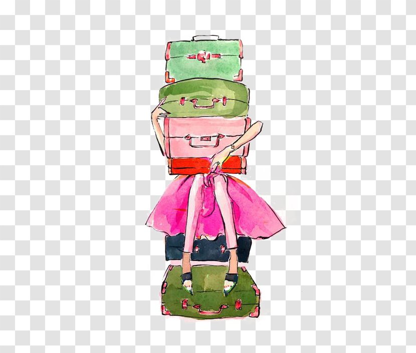 Suitcase Travel Drawing Watercolor Painting Illustration - Fashion Transparent PNG
