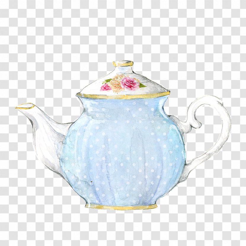 Teapot Coffee Watercolor Painting Teacup - Drawing - Flower Cup Transparent PNG