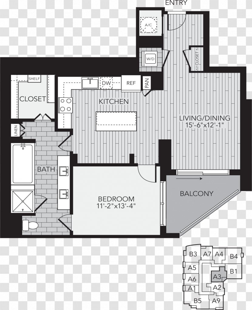Floor Plan Aris Market Square Apartments House - Studio Apartment - Bed Transparent PNG