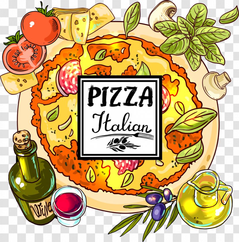 Pizza Italian Cuisine Cooking - Flower - Vector Cartoon Transparent PNG