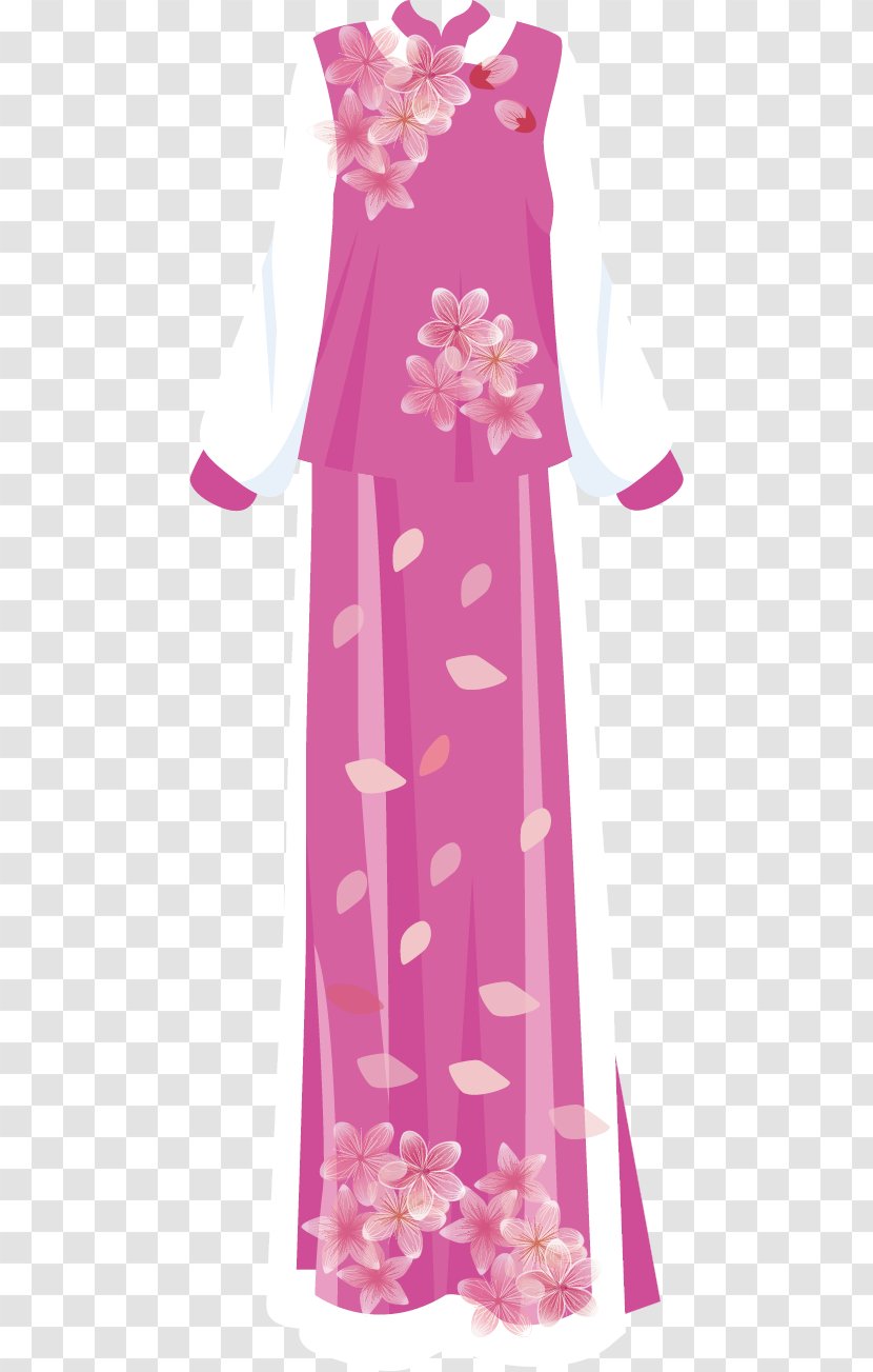 Clothing - Flower - Ancient Women Vector Winter Clothes Transparent PNG