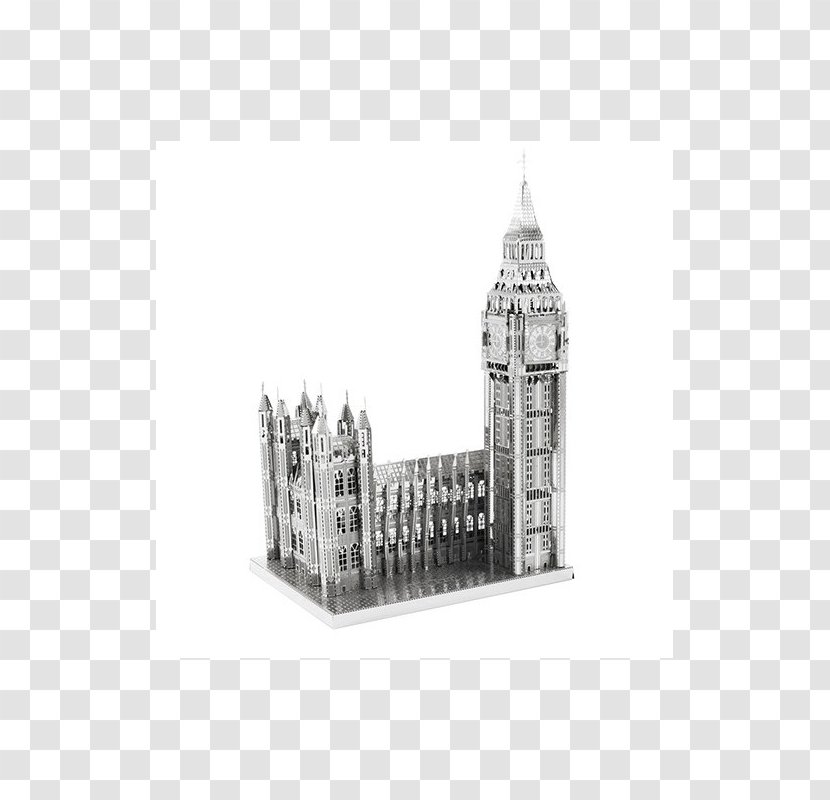 Big Ben Palace Of Westminster Tower Bridge Building Metal - Black And White Transparent PNG