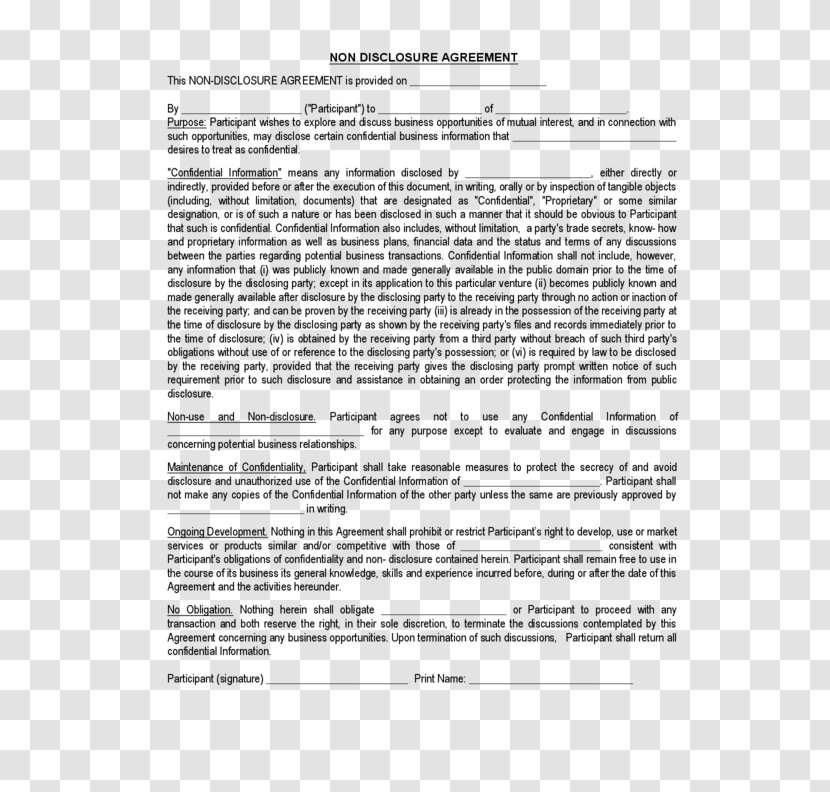 Non-disclosure Agreement Contract Document Confidentiality Information - Gratis - Disclosure Transparent PNG