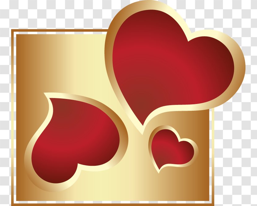 Heart Euclidean Vector - Valentines Day - Gold Frame Transparent PNG