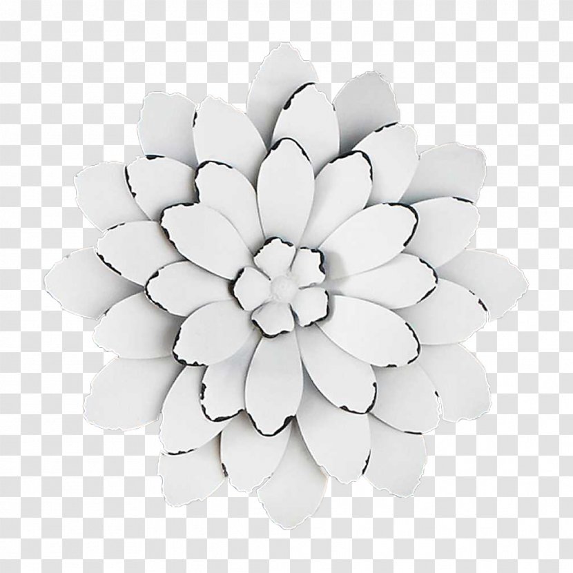 Wall Decal Metal Flower Floral Design - Monochrome Photography - White Transparent PNG