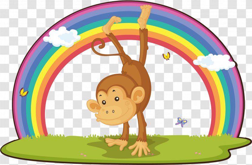 Rainbow Shutterstock Clip Art - Organism - Monkeys On The Grass Upside Down Transparent PNG