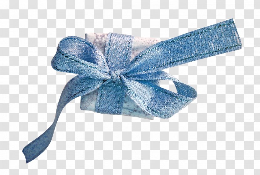 Paper Ribbon Gift Blue Shoelace Knot - Box Transparent PNG