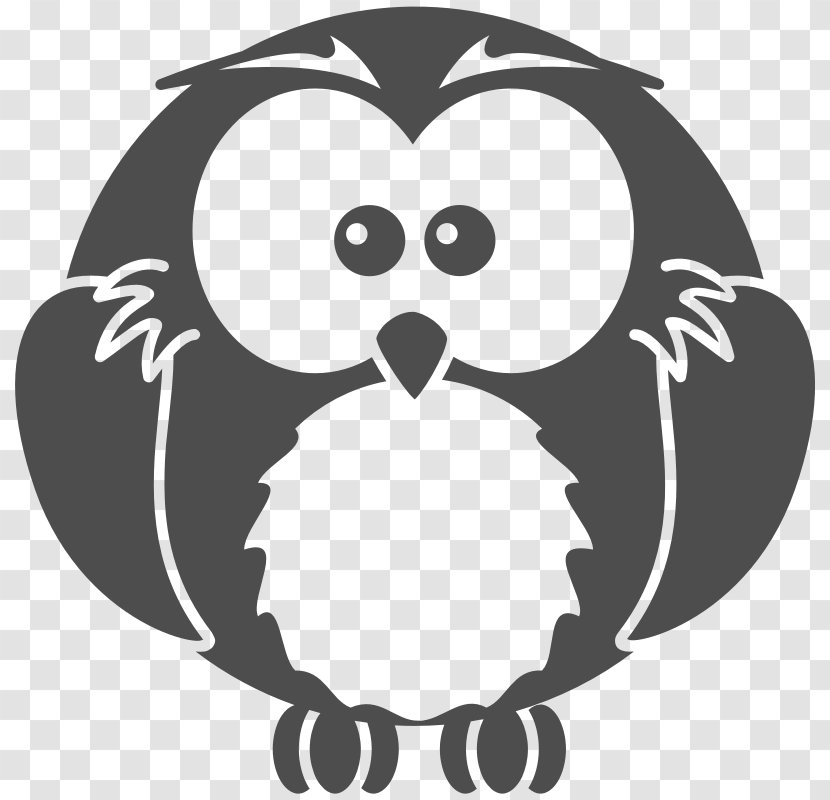 Black-and-white Owl Black And White Clip Art - Artwork - Funny Cartoon Animal Pictures Transparent PNG