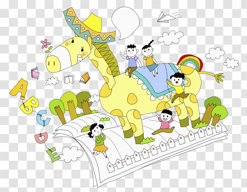 Child Cartoon Clip Art - Fictional Character - Giraffe Kids Transparent PNG