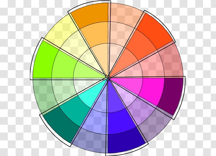 Color Wheel Tertiary Secondary Tints And Shades - Symmetry - Warm Transparent PNG