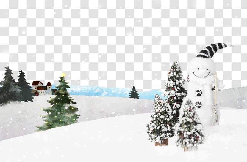 Snowman Winter Landscape - Fukei - Pine And Transparent PNG