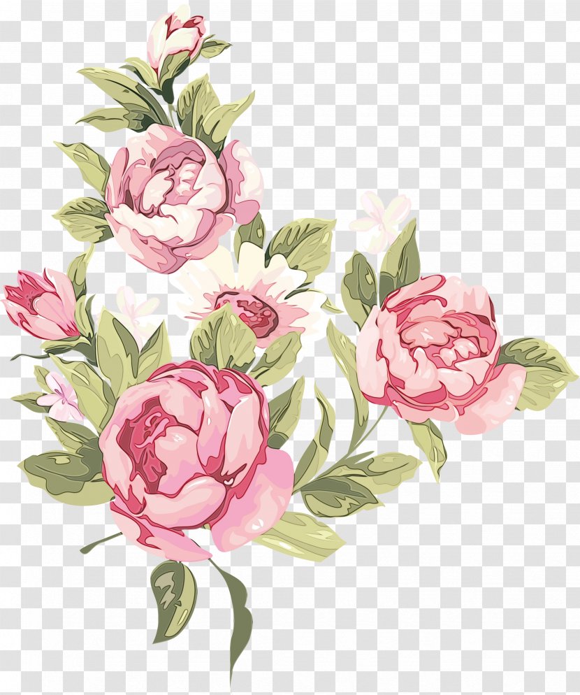 Watercolor Floral Background - Design - Bouquet Rosa Gallica Transparent PNG